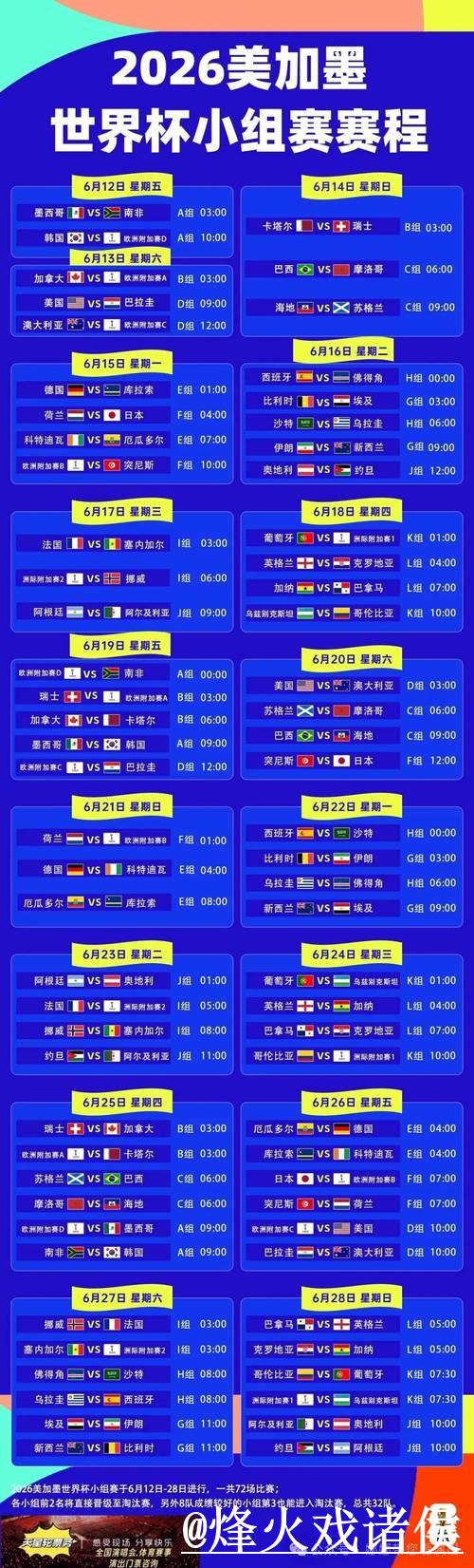 2026世界杯赛程公布具体时间揭晓 2026世界杯赛程公布具体时间揭晓